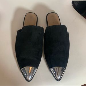 ASOS black silver cap toe mules